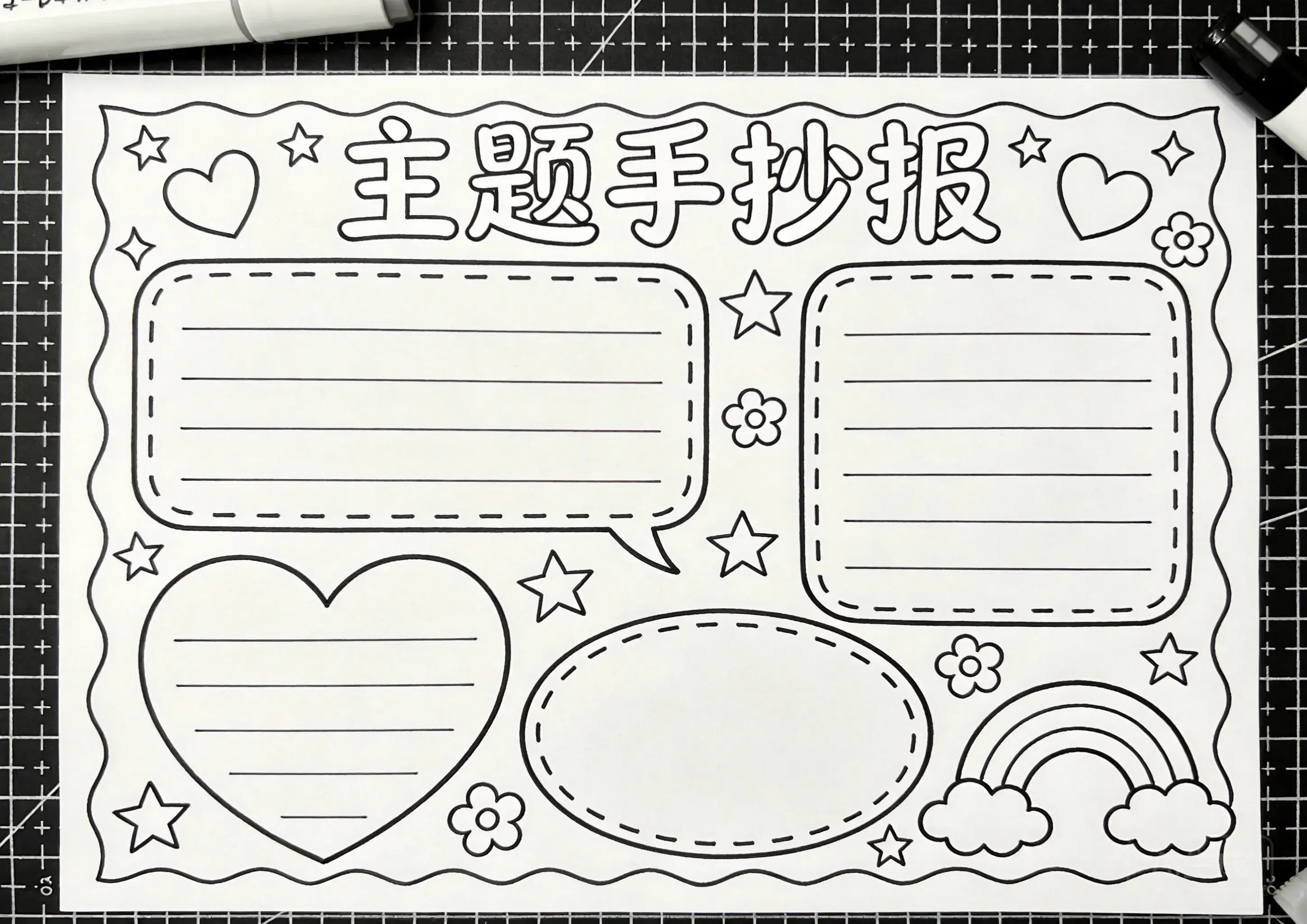 七一建党卡通可爱线稿