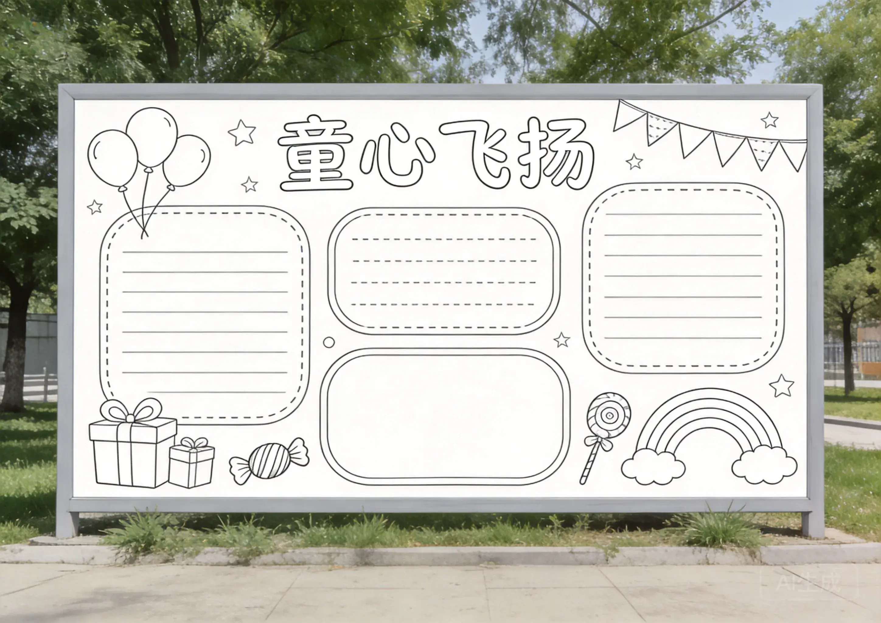 儿童节卡通可爱线稿