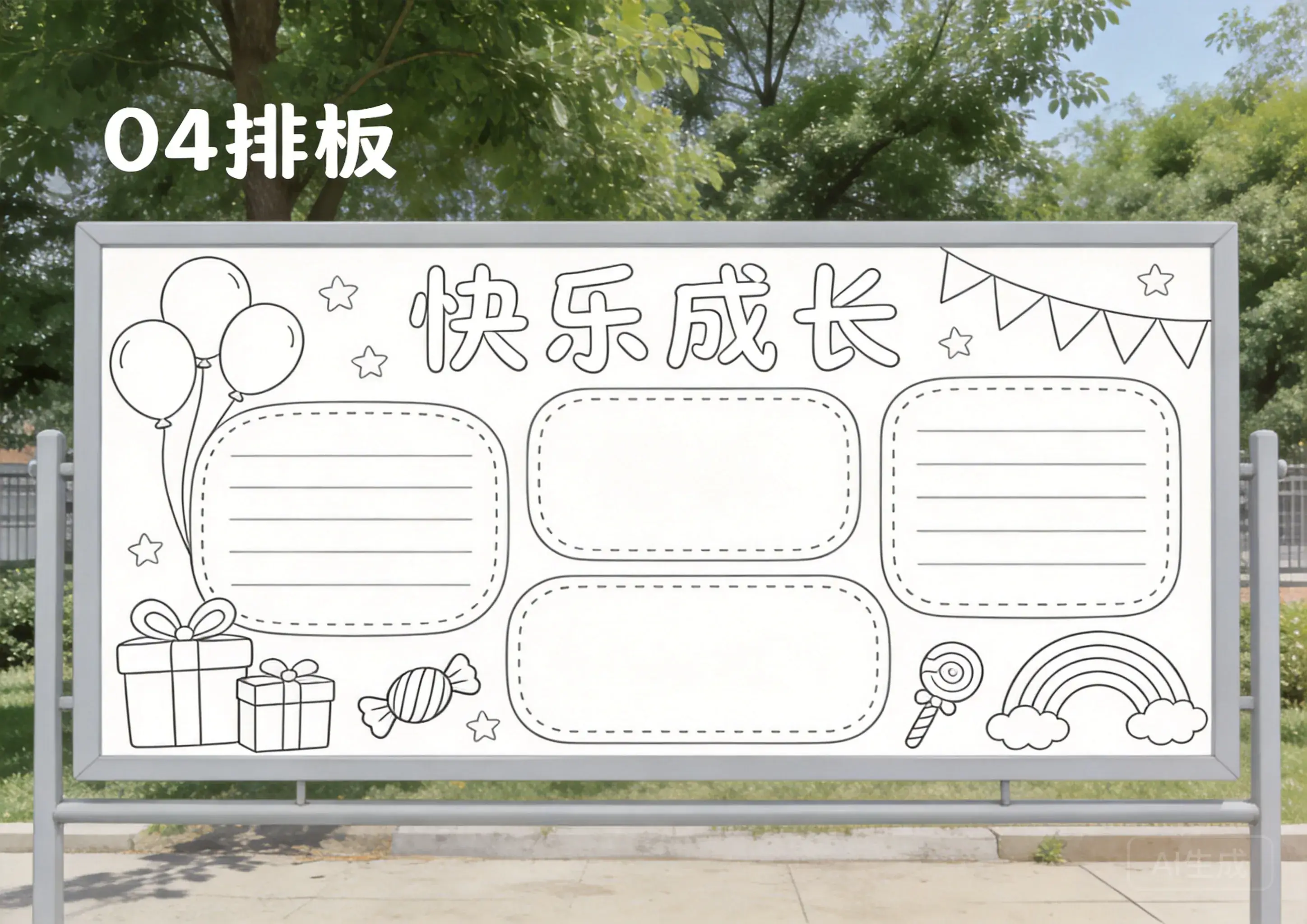 儿童节简约清新线稿