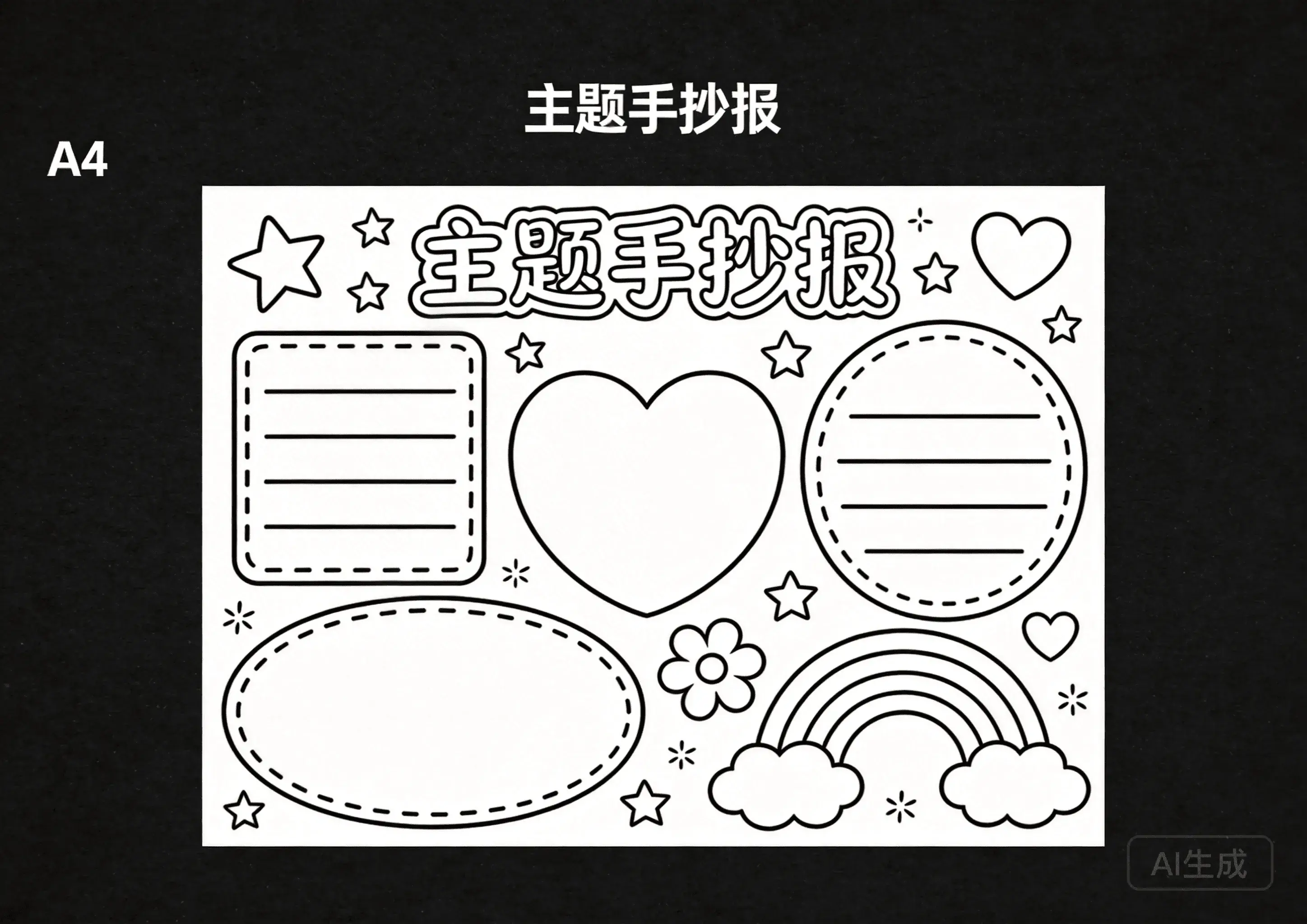 元旦手抄报线稿