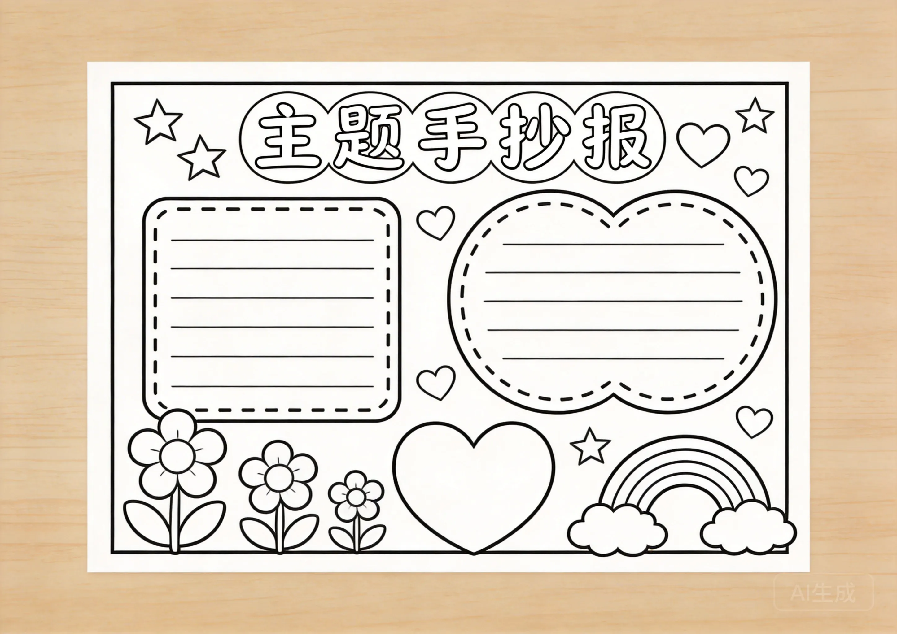 宪法日手抄报线稿