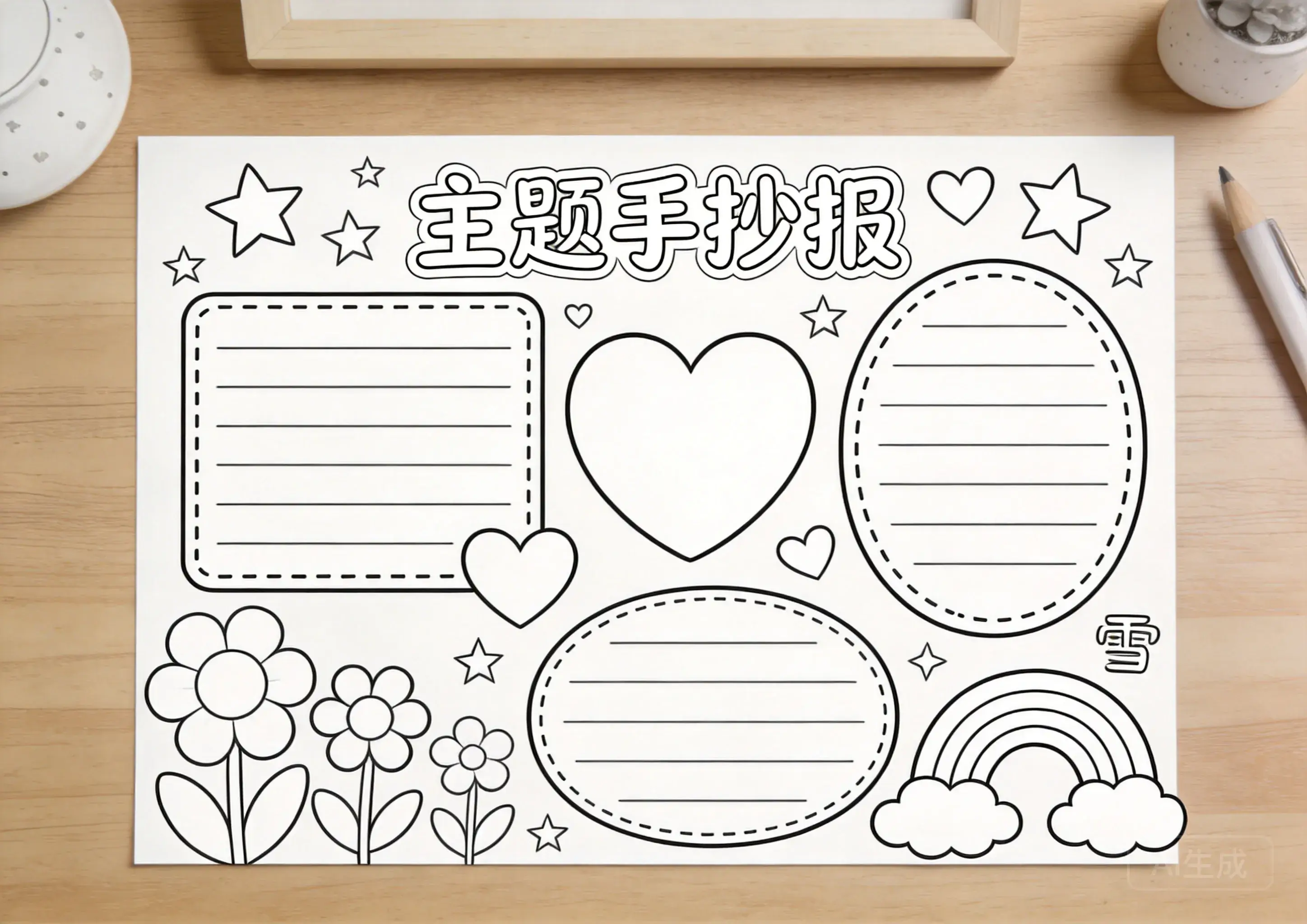 小雪卡通可爱线稿