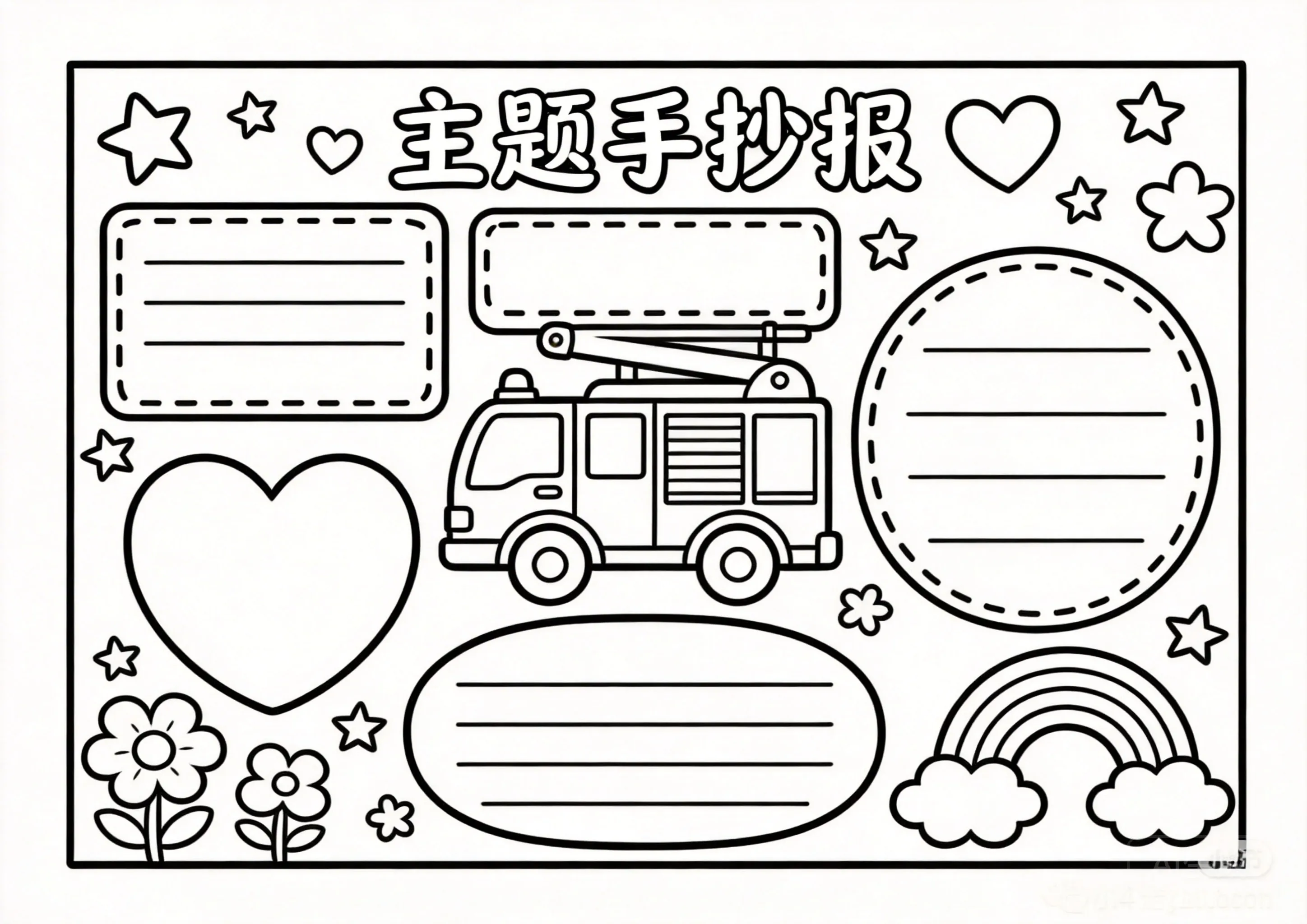 消防安全手抄报线稿