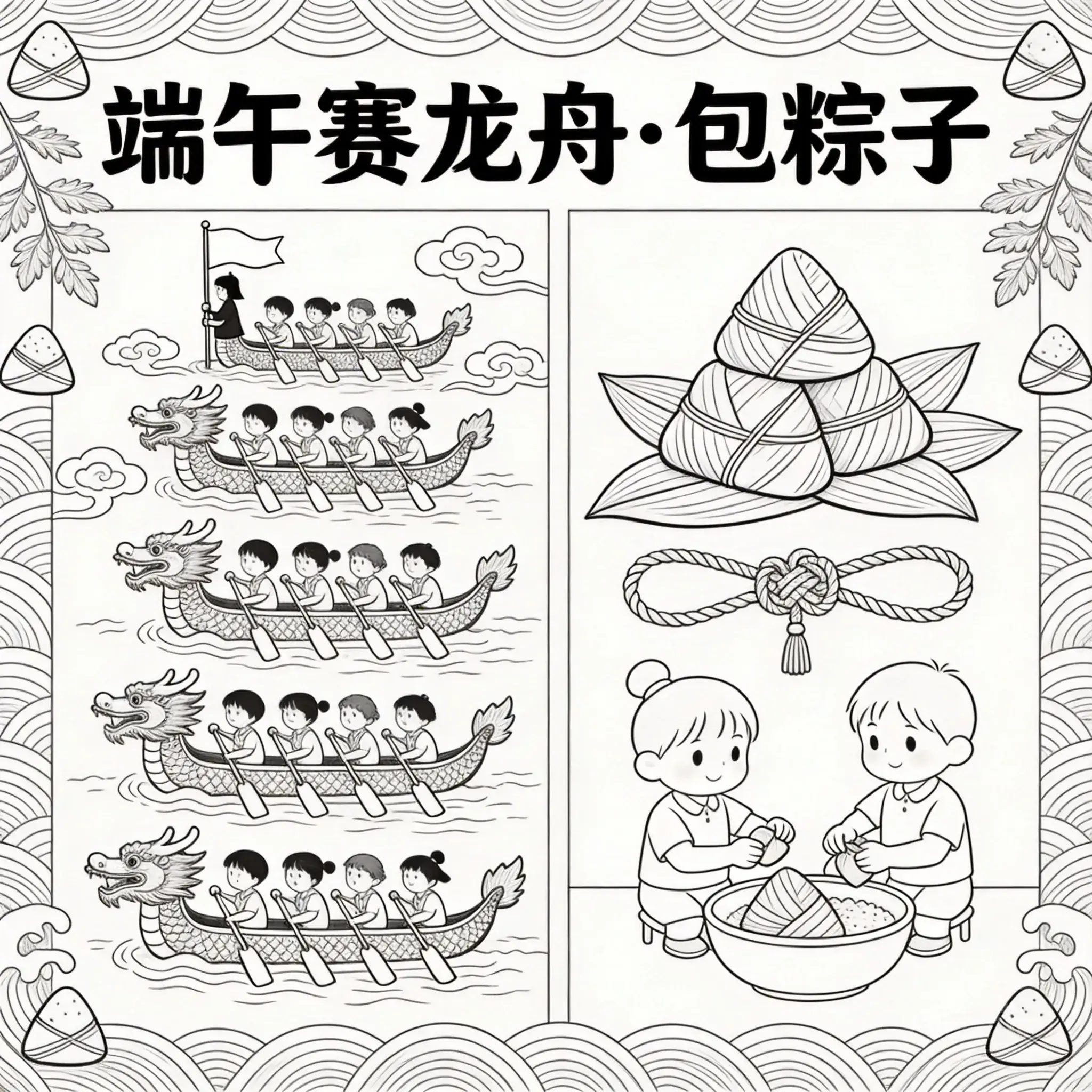 端午节节日庆祝风线稿