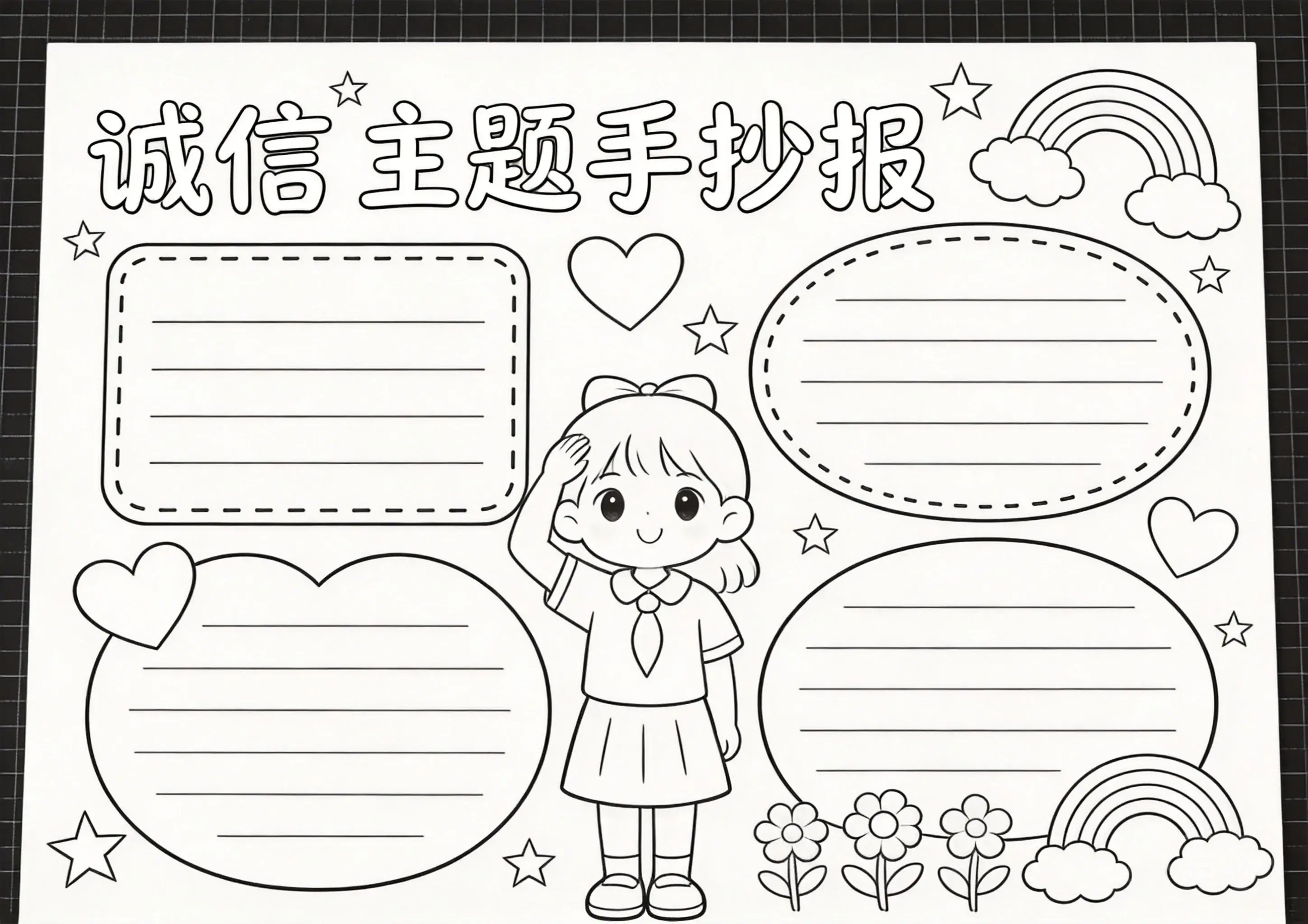 诚信卡通可爱线稿