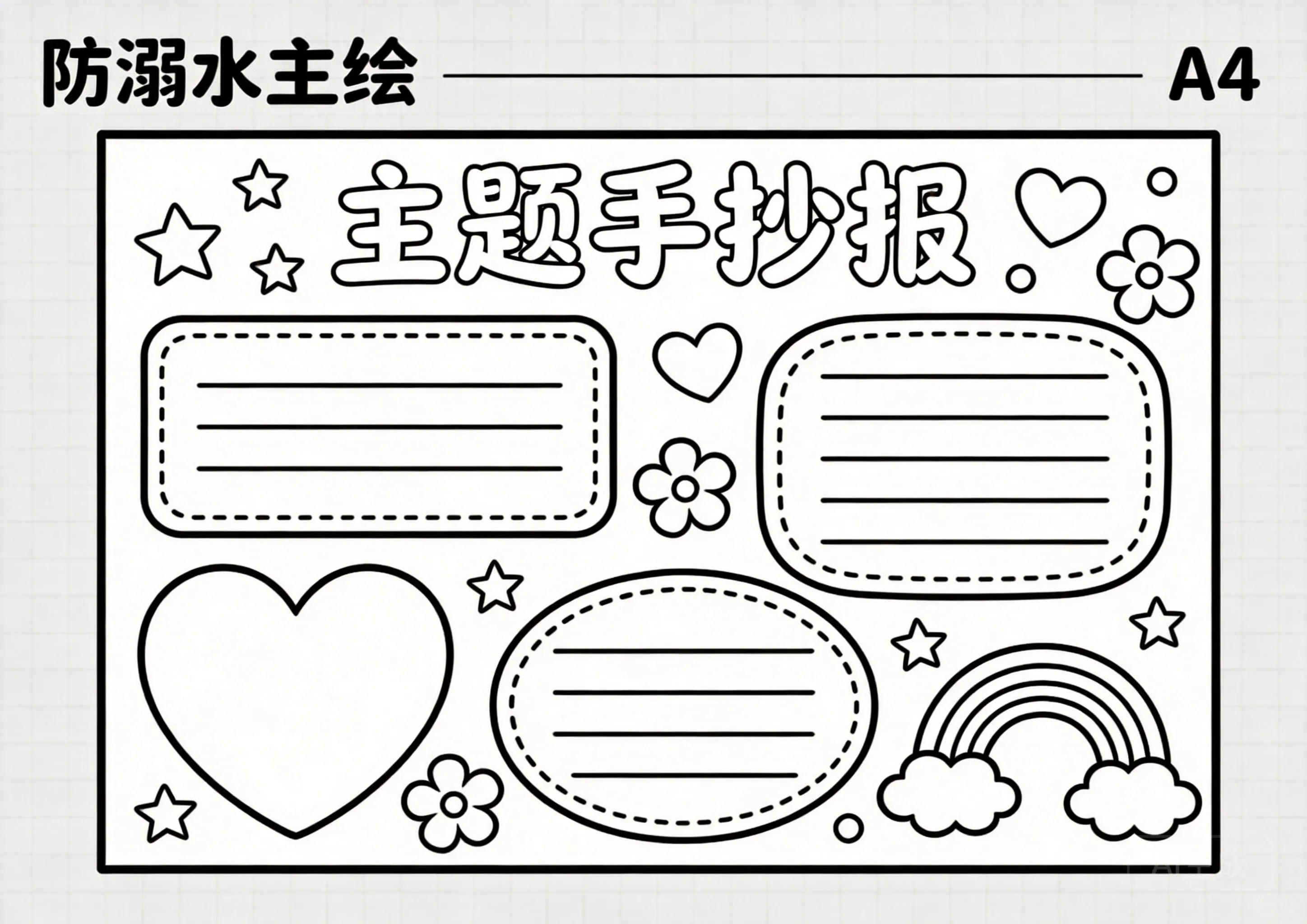 防溺水手抄报线稿